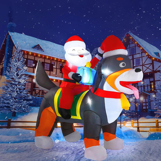 7.2 FT Outdoor Christmas Inflatable Decoration with Built-in LED Lights for Yard, Roof, and Lawn