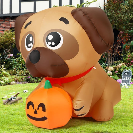 5-Foot Inflatable Pug Dog Halloween Decoration - Outdoor Yard Decor for Festive Celebrations
