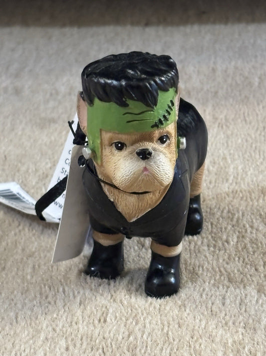Bulldog Halloween Ornament in Monster Costume - 3.3" Polyresin Dog Decoration