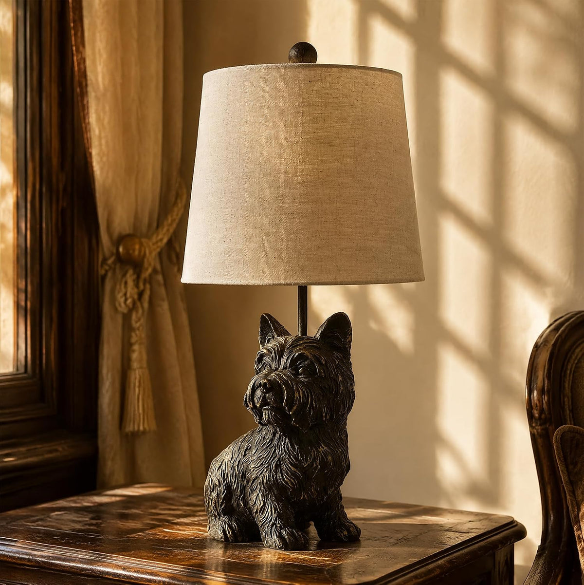 23" H Gold Resin Schnauzer Dog Table Lamp