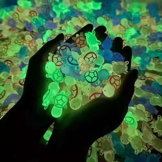 50 Pcs Cute Mini Luminous Turtle Ornaments