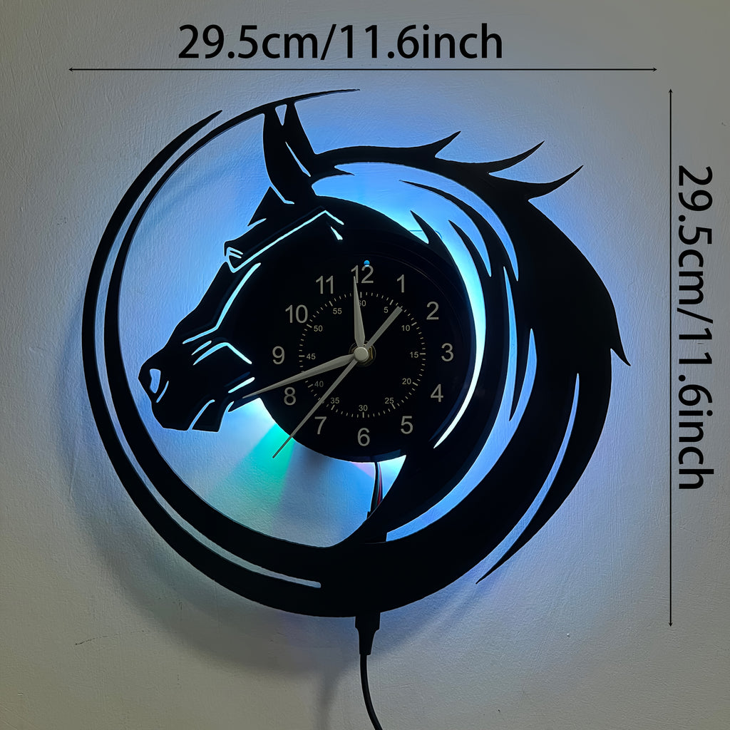 Luminous Vinyl Wall Clock Designed for Horse Enthusiasts, Perfect for Decorating Living Rooms And Bedrooms. an Ideal Gift for Birthdays And Christmas for Friends And Loved Ones. Note: Battery Not Included
