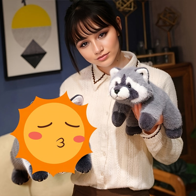1pc Grey Raccoon Plush Doll, Soft Synthetic Stuffed Animal, Collectible Lesser Panda Plushie, Ideal for Wedding, Christmas, Halloween Decor, Room Decoration, Perfect Gift for Friends