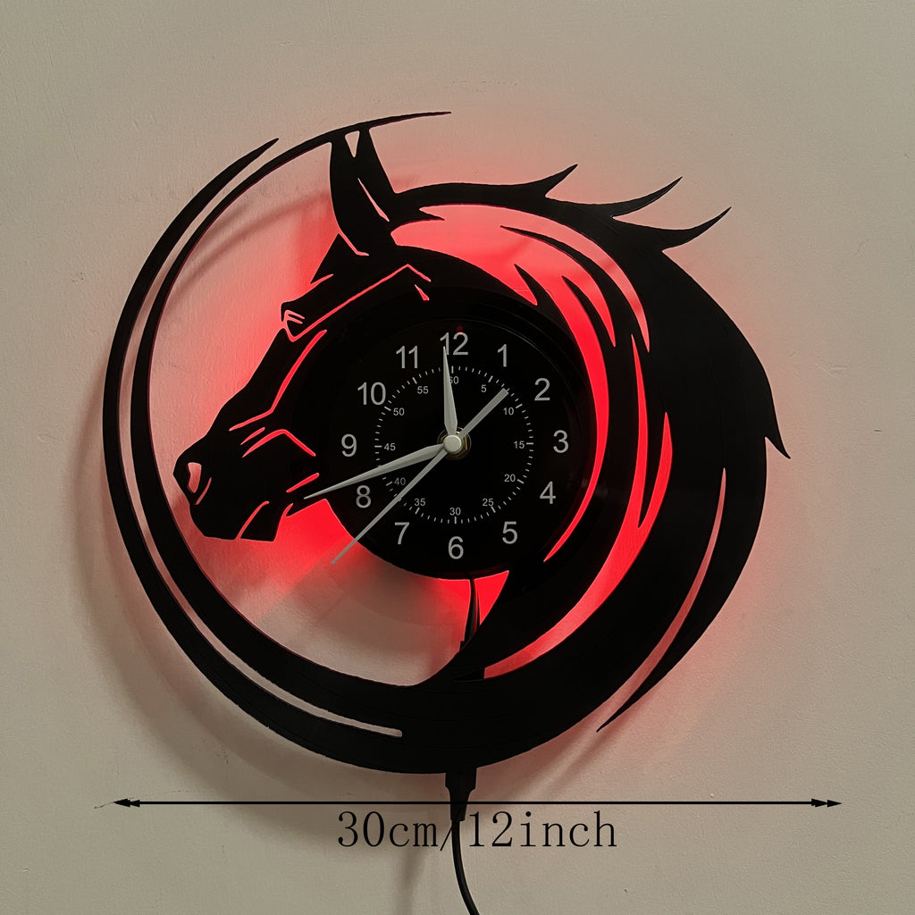 Luminous Vinyl Wall Clock Designed for Horse Enthusiasts, Perfect for Decorating Living Rooms And Bedrooms. an Ideal Gift for Birthdays And Christmas for Friends And Loved Ones. Note: Battery Not Included