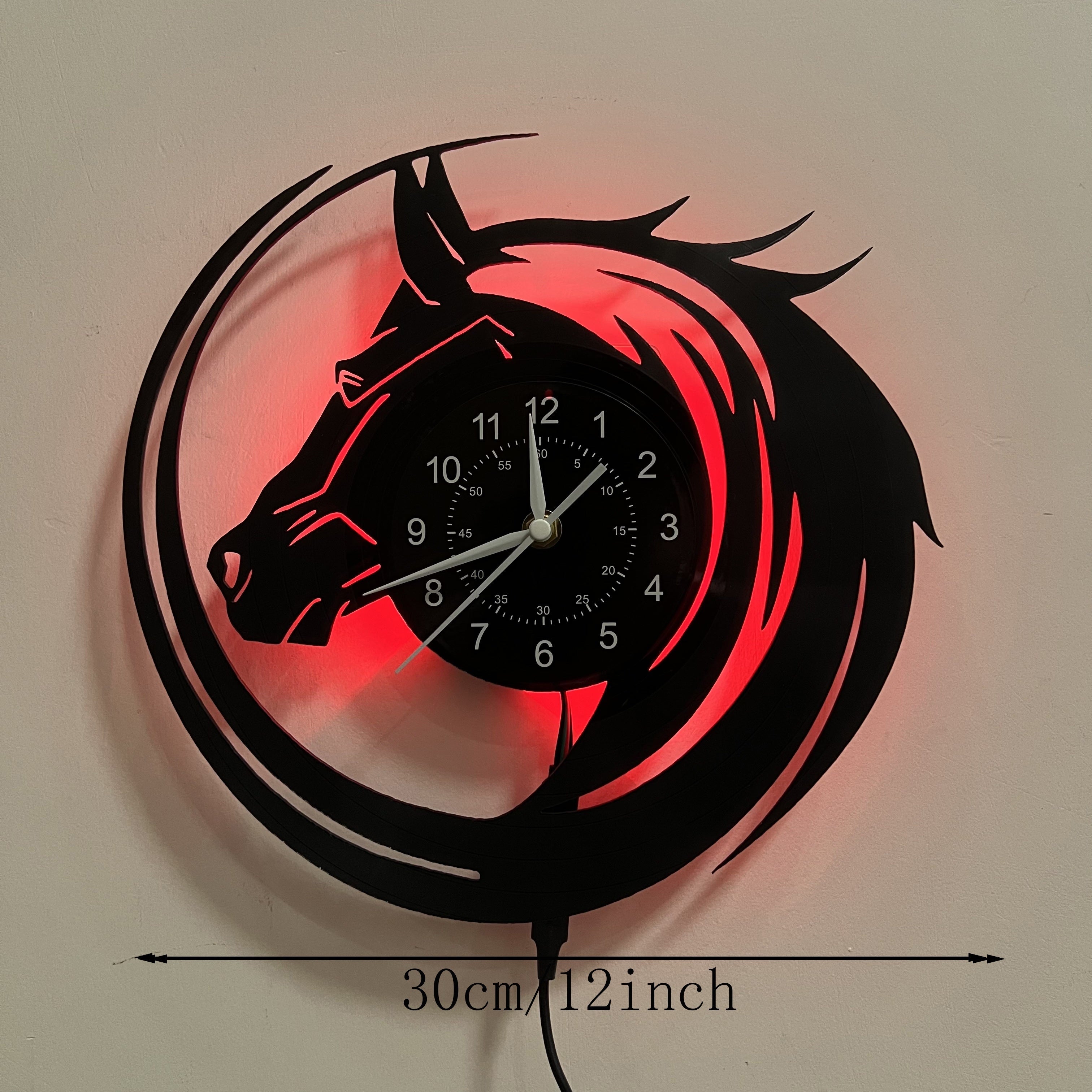 Luminous Vinyl Wall Clock Designed for Horse Enthusiasts, Perfect for Decorating Living Rooms And Bedrooms. an Ideal Gift for Birthdays And Christmas for Friends And Loved Ones. Note: Battery Not Included