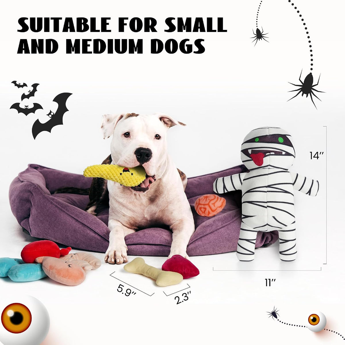 Halloween Zombie Mummy Dog Toys with Organs: Funny Cool Hide and Seek Squeaky Chew Toys for Puppies, Small and Medium Size Breed, Plush Stuffed Cognitive Puzzle Toys for Training
