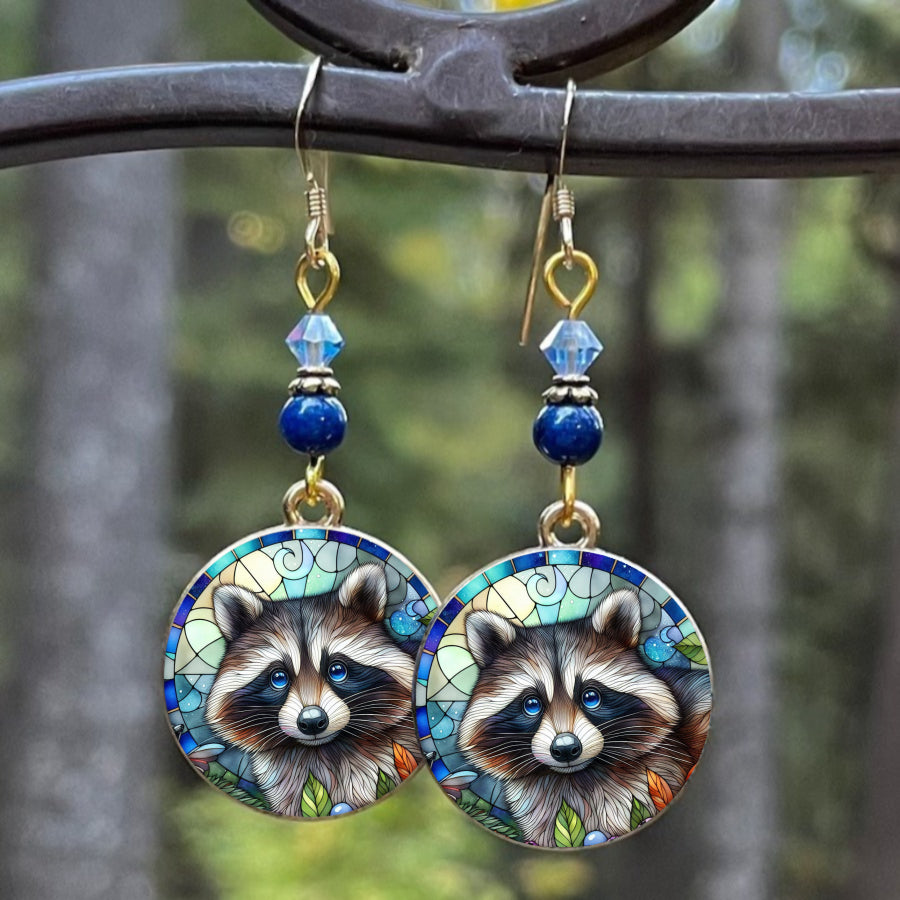 2pcs Raccoon Earrings Animal Earrings Nature Earrings Forest Earrings Pendant Earrings Plant Earrings Jewelry Accessories Unique Jewelry Christmas Gifts Holiday Gifts Everyday Gifts Autumn Gifts
