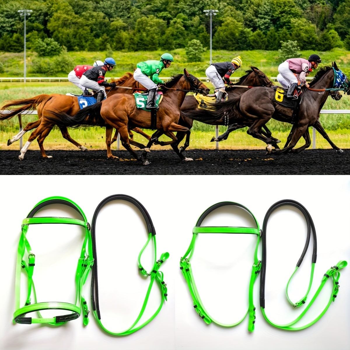 Durable TPU Equestrian Gear Set - Vibrant Colors, Sturdy Halter & Reins with Detachable Nose Cuffs for Horse Lovers