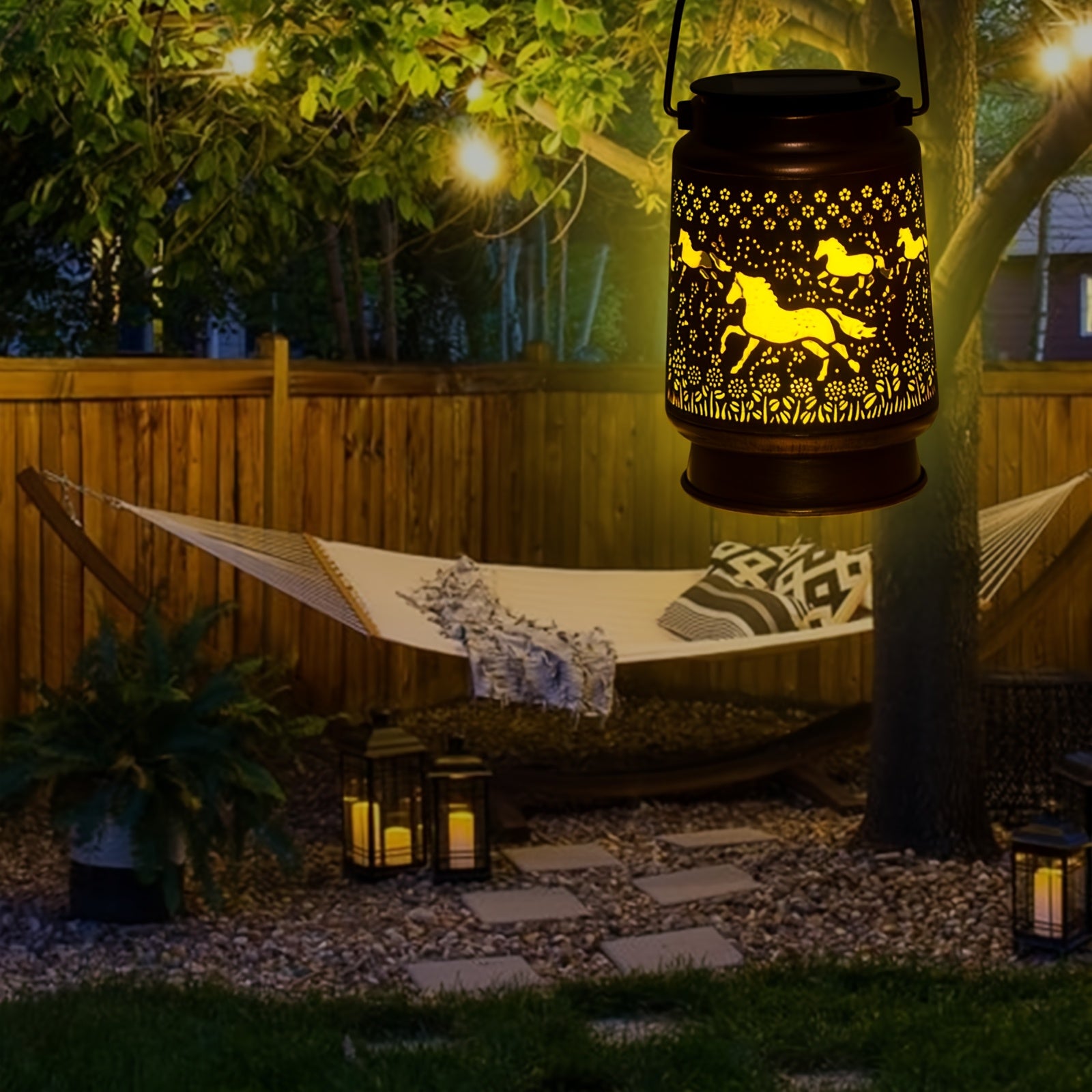Horse Solar Lanterns Outdoor Horse Gifts For Women Mom Grandma, Horse Lovers Gifts, Birthaday Christmas Gifts For Mom Metal Decorative Lanterns For Yard Patio Lawn Solar Garden Decor