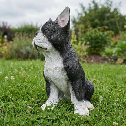 Boston Terrier Statue, Resin Dog Figurine for Garden, Porch and Home