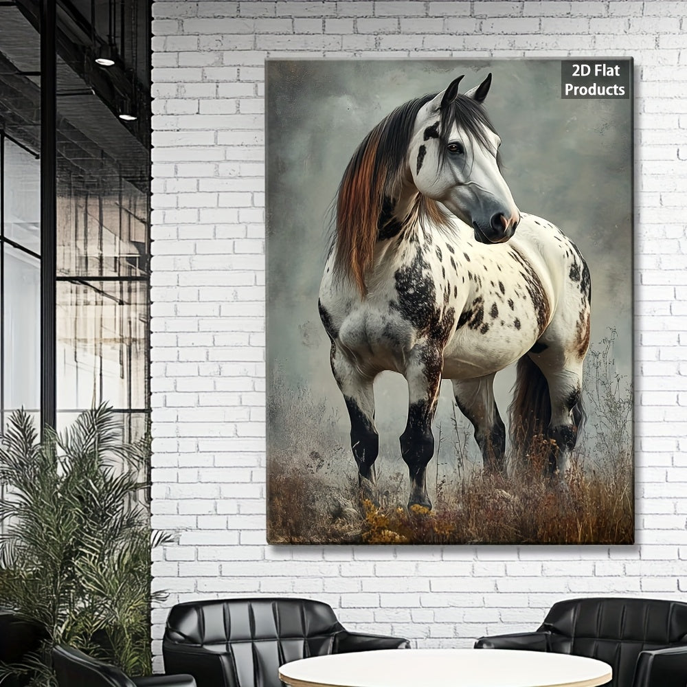 2D Flat, Appaloosa Horse Framed Canvas Wall Art - Western Equestrian with White Patches & Spotted Coat, izable Sizes Available, Rustic Farmhouse Decor for Living Room, Bedroom - HD Print on Wood Frame ( Horse Portrait), 2D Fl