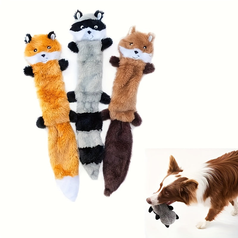 1pc Squeaky Plush Dog Toy, Fox/Raccoon/Squirrel Shaped Toy Dog Chew Toy Molar Toy For Medium Dogs