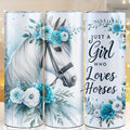 1pc Stainless Steel Insulated Tumbler Cup with White Horse & Roses Design, Reusable Oval Travel Mug, Non-Slip, BPA-Free, Ideal for Outdoor Camping & BBQ, Perfect Gift for Adults, Animal Print, Hand Wash Only, Suitable for Chr