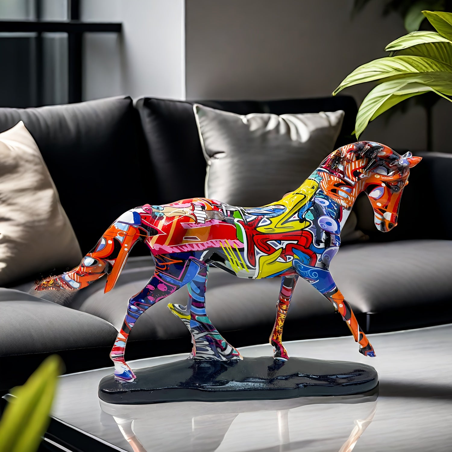 Colorful Horse to Success Sculpture - Resin Walking Horse Statue for Office, Study, Home Decor & Theme Parties - Perfect Housewarming or New Year Gift