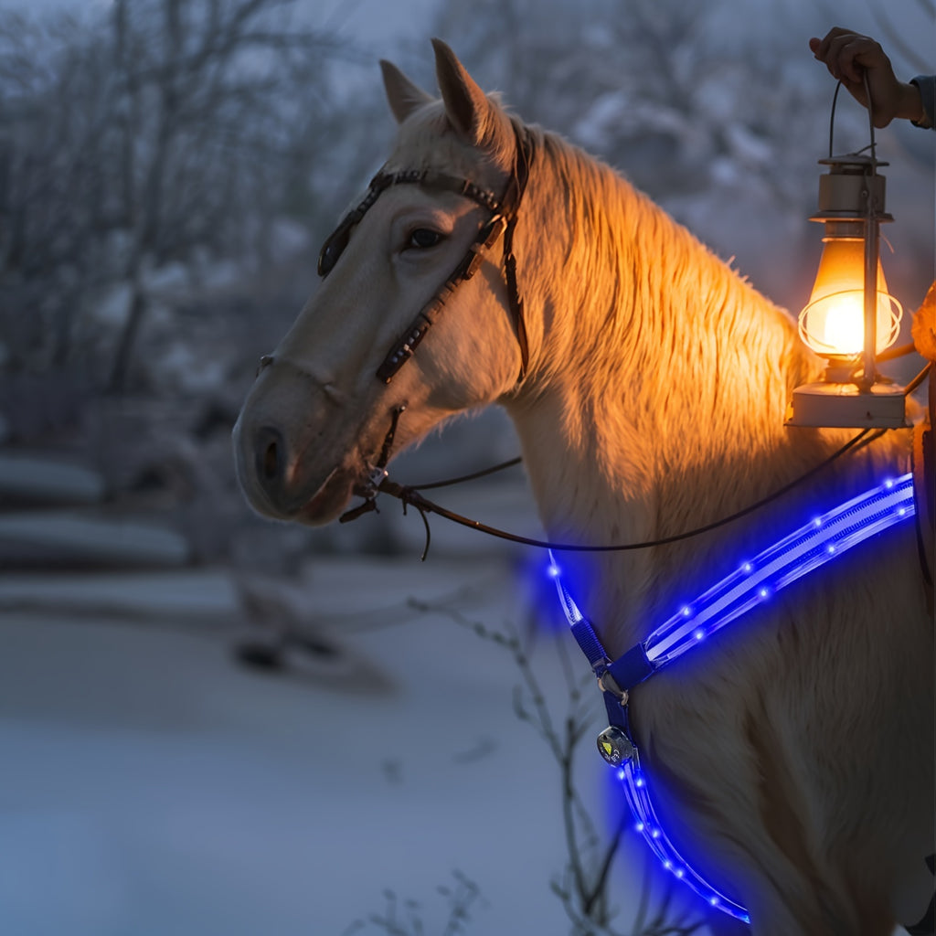 [Equestrian Safety LED Strap] 1 LED Luminous Adjustable Horse Chest Strap | Equestrian Safety Equipment, Sports Supplies, Pink, Yellow