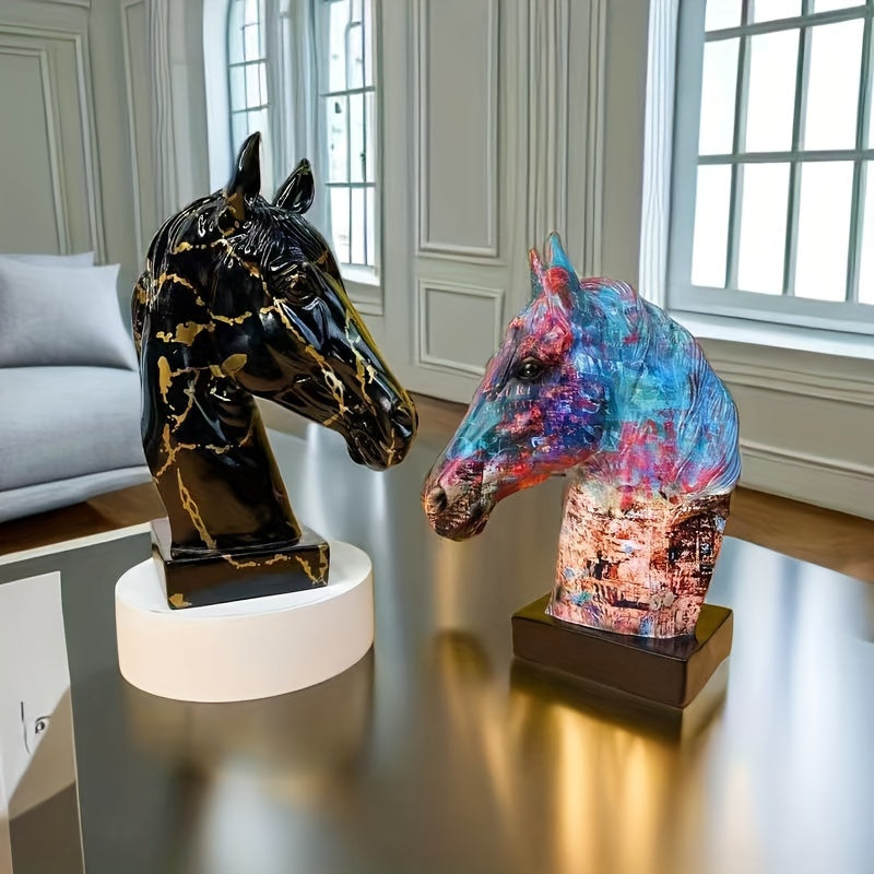 Horse Head Resin Handicraft, Perfect For Success. Living Room Decoration, Wine Cabinet, Office Entrance Decoration, Opening Gift