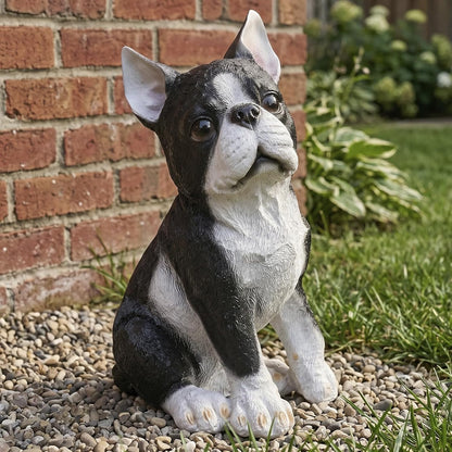 Boston Terrier Statue, Resin Dog Figurine for Garden, Porch and Home