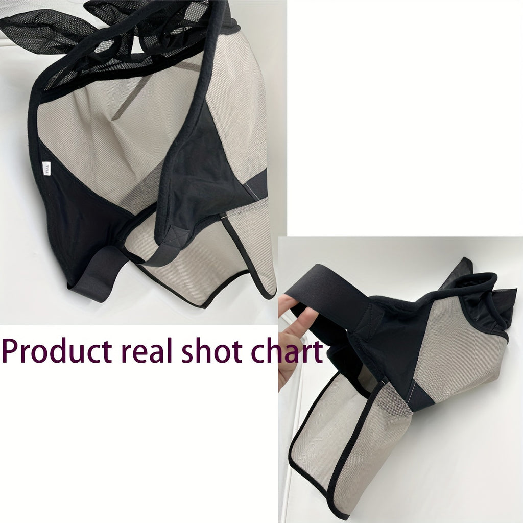 Equestrian Long Nose Fly Mask for Horses, PVC Breathable Mesh Protection with Adjustable Straps - Fly Repellent Horse Mask