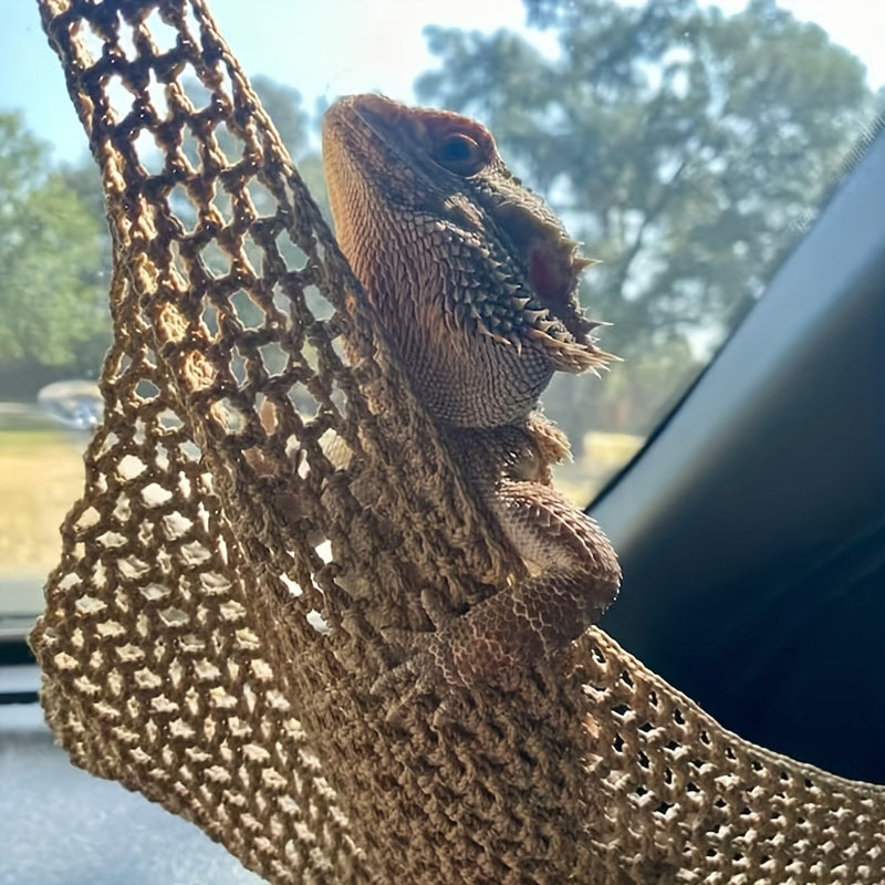 Crawling Pet Handmade Cotton Rope Mesh Climbing Net Hammock, Suspension Bridge Toy Suitable For Bearded Dragon Lizard