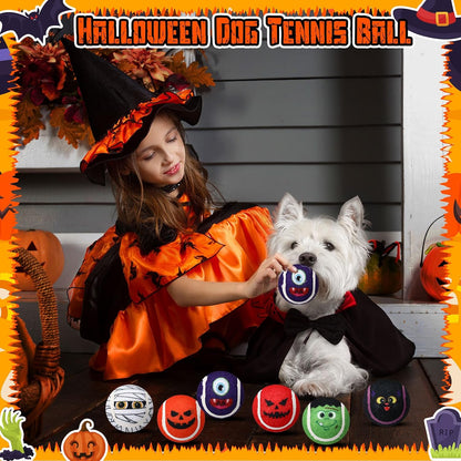 6 Pcs Halloween Dog Toys Bulk, 2.5 Inch Squeaky Tennis Balls Gifts