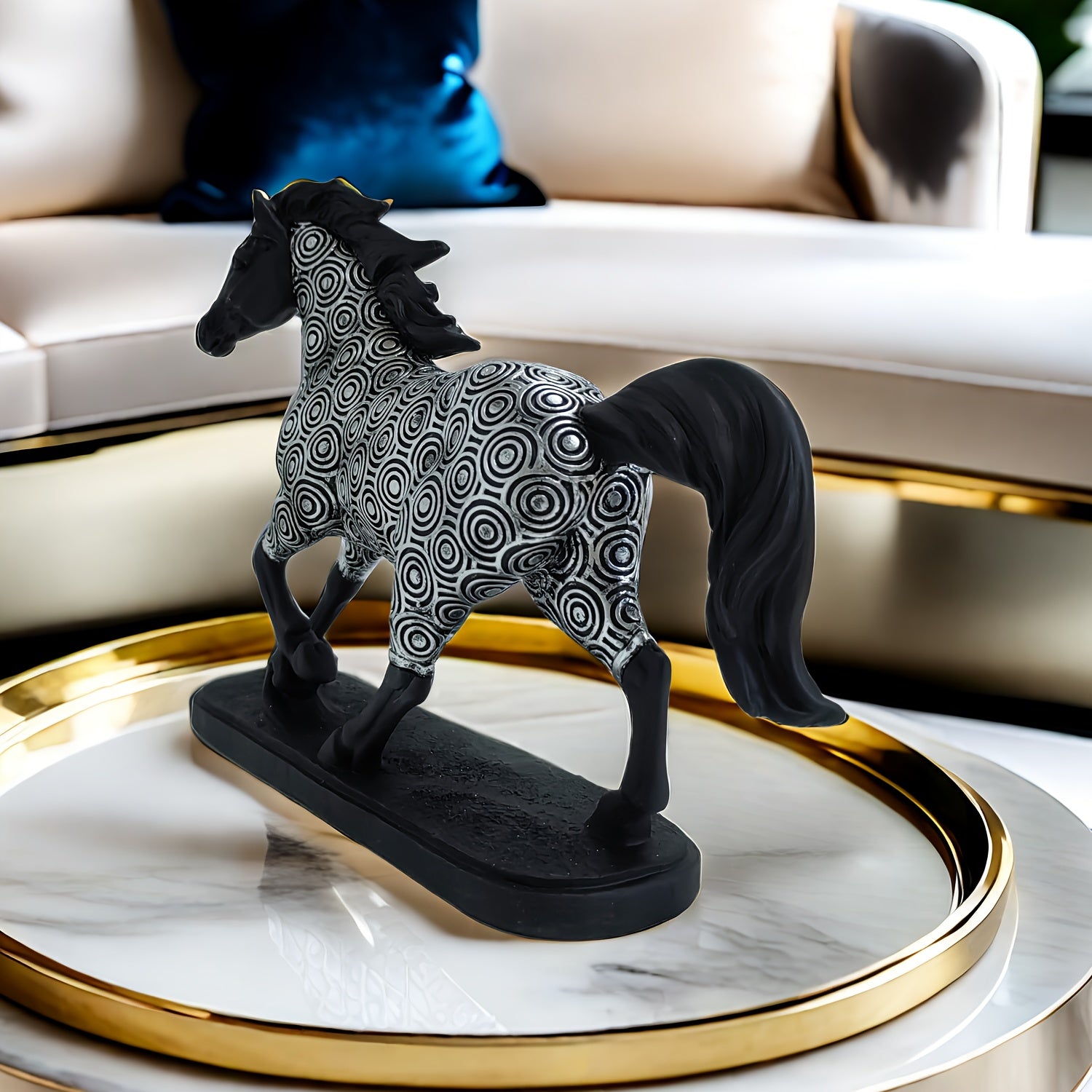 Elegant Zodiac Horse Statue - Resin Craft For Office, Living Room, Or Wine Cabinet Decor