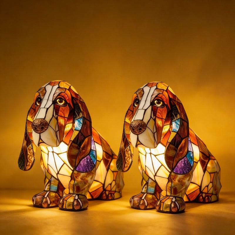 2 Different Basset Hound Table - Cute Dog Bedside Suitable for Bedroom, Room Decor, Pet Lover Gift, Plastic Animal