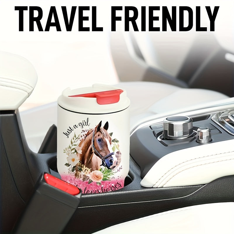 20oz Stainless Steel Insulated Tumbler with Lid - Horse Design, Keeps Drinks Hot & Cold, Durable 304 Stainless Steel, Perfect for Outdoor Travel, Camping, and Daily Use