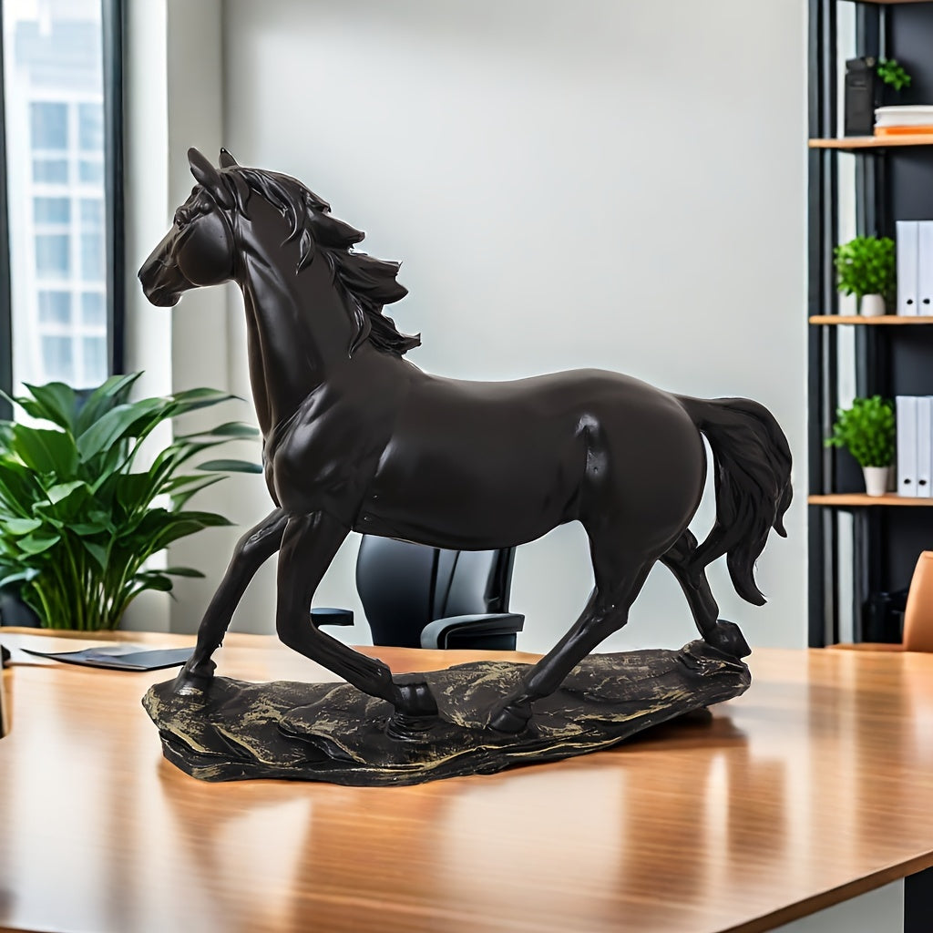 Elegant Resin Horse Figurine - Versatile Tabletop Decor For Home, Office, And Gifts