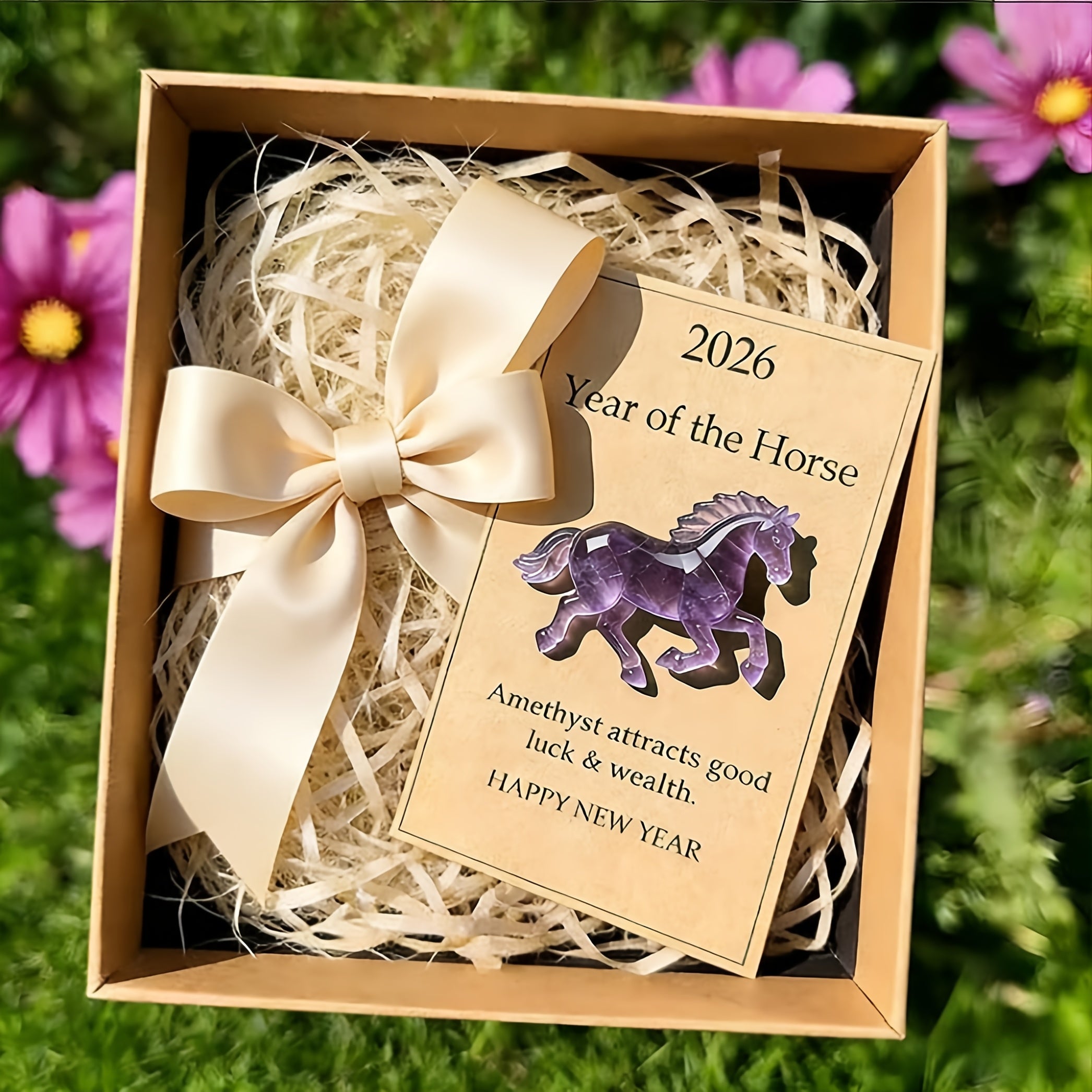 Horse Pocket Hug, 2026 New Year Gift Holiday Greeting Cards for A Symbol of Strength & New Beginnings, Clear Horses Cards, Decor for Desk Shelf Space, Ideal Gift for Family Friends