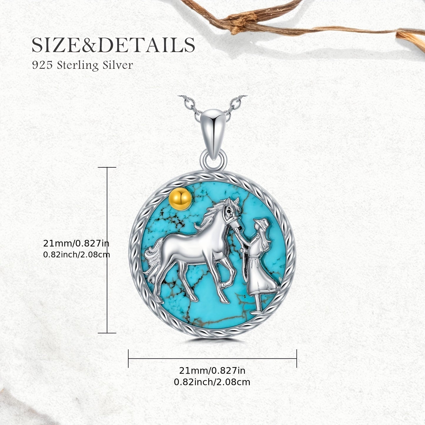 Natural Turquoise Horse Necklace For Women 925 Sterling Silver Western Turquoise Horse And Women Pendant Necklaces Horse Charm Lucky Horse Jewelry Genuine Turquoise Jewelry Gifts For Mom Wife