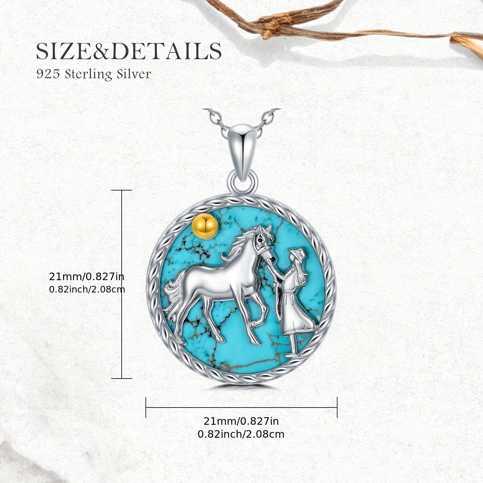 Natural Turquoise Horse Necklace For Women 925 Sterling Silver Western Turquoise Horse And Women Pendant Necklaces Horse Charm Lucky Horse Jewelry Genuine Turquoise Jewelry Gifts For Mom Wife