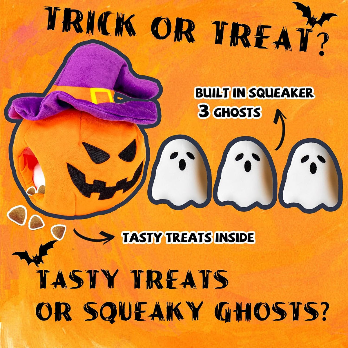 Halloween Dog Toys, Pumpkin Ghost Hide & Seek Squeaky Toy