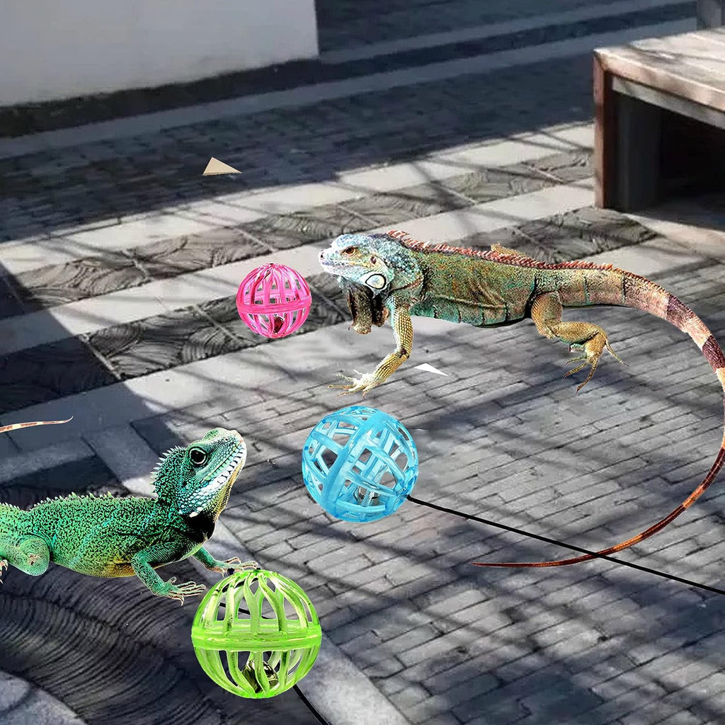 1pc Random Color Bearded Dragon Toy Bell Balls, Reptile Lizard Toy Ball With Suction Cup And Rope For Bearded Dragon, Lizard, Gecko, Cat Small Pet Animals