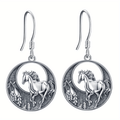 1 Pair Fashion Forest and Horse Round Pendant Earrings Exquisite Festival Birthday Party Commemorative Accessories Jewelry Gifts