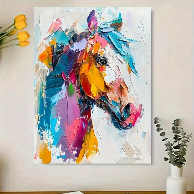 Colorful Abstract Horse Canvas Wall Art - Wood Framed, Perfect For Living Room, Bedroom, Office Decor | Ideal Gift For Friends