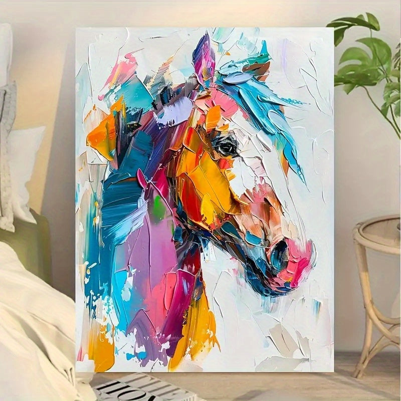 Colorful Abstract Horse Canvas Wall Art - Wood Framed, Perfect For Living Room, Bedroom, Office Decor | Ideal Gift For Friends