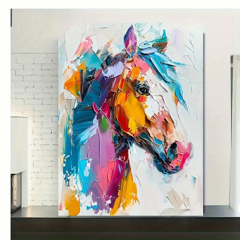 Colorful Abstract Horse Canvas Wall Art - Wood Framed, Perfect For Living Room, Bedroom, Office Decor | Ideal Gift For Friends