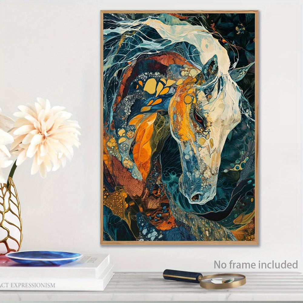 Chic Horse Portrait Canvas Art - Abstract Animal Wall Decor, 15.7"X23.6", Perfect For Living Room, Bedroom, Office & More - Frameless Fabric Poster Horse Home Decor