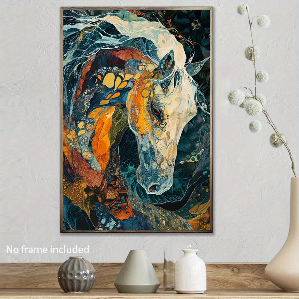 Chic Horse Portrait Canvas Art - Abstract Animal Wall Decor, 15.7"X23.6", Perfect For Living Room, Bedroom, Office & More - Frameless Fabric Poster Horse Home Decor