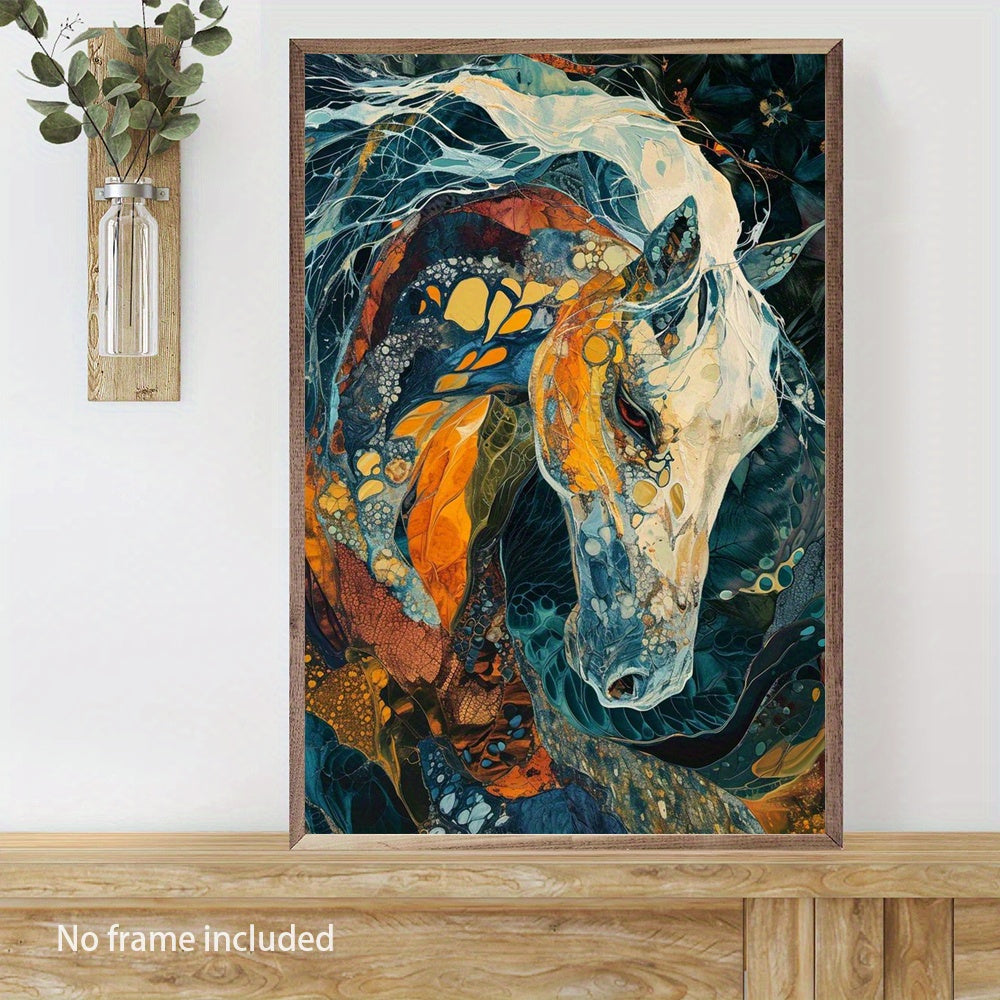 Chic Horse Portrait Canvas Art - Abstract Animal Wall Decor, 15.7"X23.6", Perfect For Living Room, Bedroom, Office & More - Frameless Fabric Poster Horse Home Decor