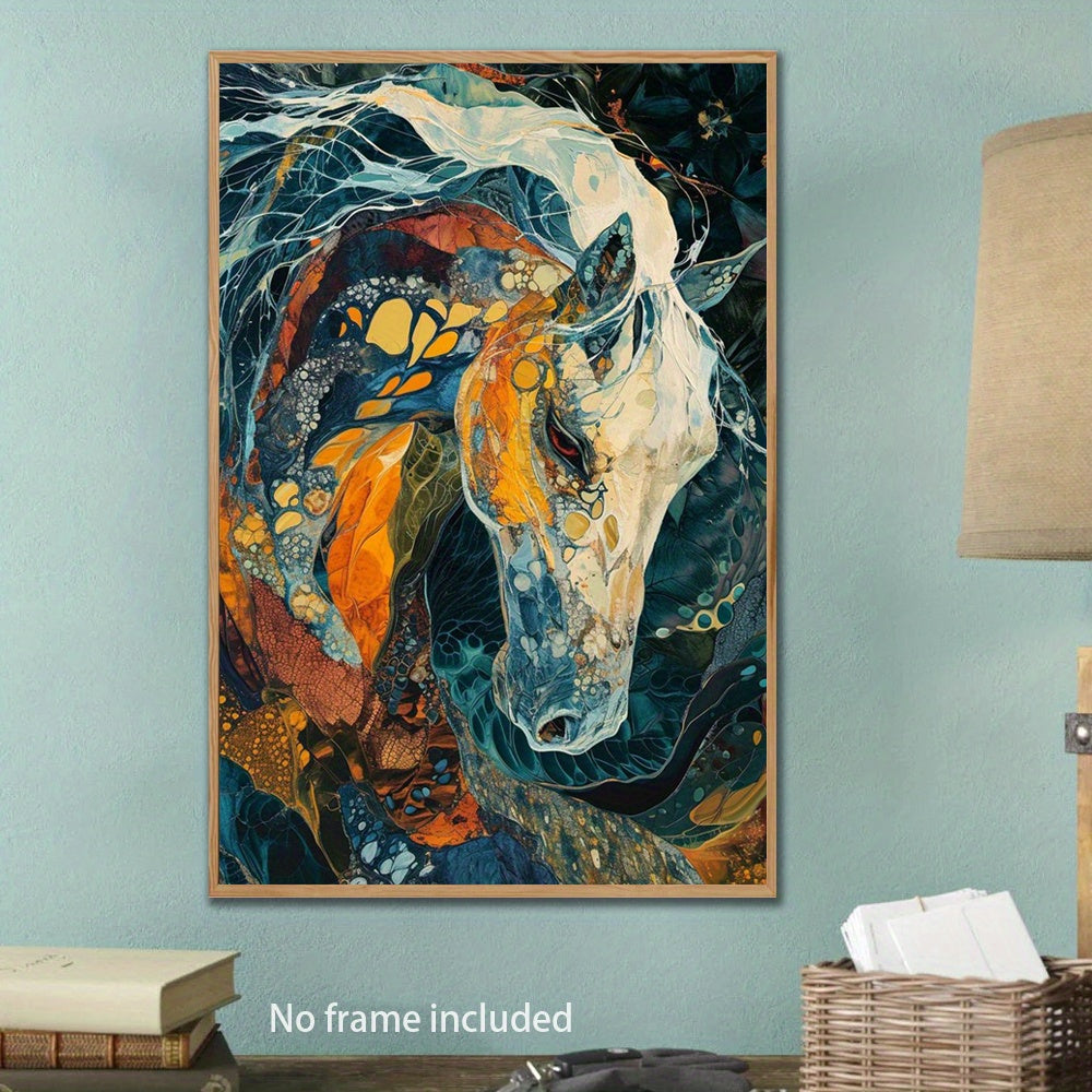 Chic Horse Portrait Canvas Art - Abstract Animal Wall Decor, 15.7"X23.6", Perfect For Living Room, Bedroom, Office & More - Frameless Fabric Poster Horse Home Decor