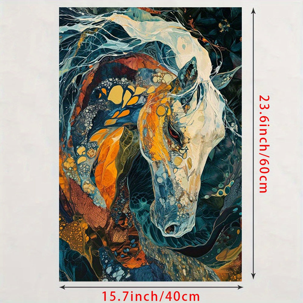 Chic Horse Portrait Canvas Art - Abstract Animal Wall Decor, 15.7"X23.6", Perfect For Living Room, Bedroom, Office & More - Frameless Fabric Poster Horse Home Decor