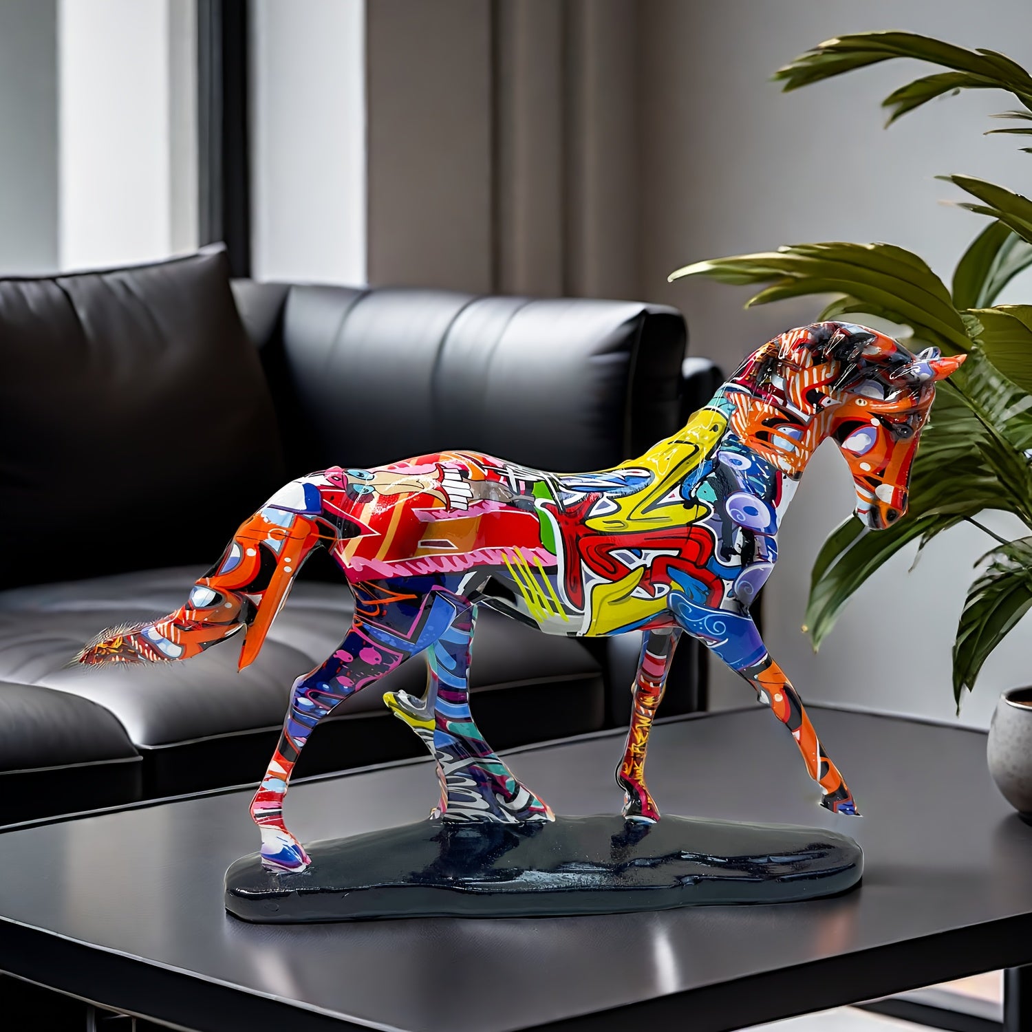 Colorful Horse to Success Sculpture - Resin Walking Horse Statue for Office, Study, Home Decor & Theme Parties - Perfect Housewarming or New Year Gift