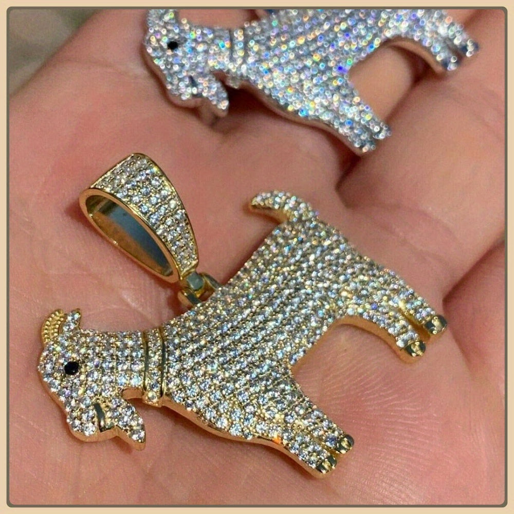 925 Silvery Inlaid Moissanite Jewelry Men Hip-hop Goat Pendant Suitable for Any Necklace, Classic and Versatile Holiday Gift, Teen Girls Trend Stuff, The Best Gift for Classmates and Friends to Wear Daily, Unusual Jewelry