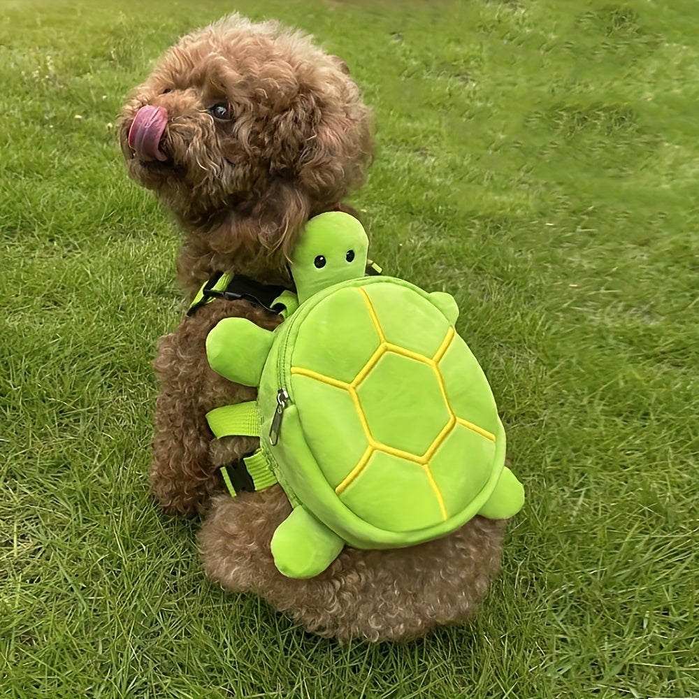 [Cute Dog Backpack Harness] No-Pull Dog Backpack Harness with D-Ring | Cute Turtles Shape Bag for Small Medium Dogs, Adjustable Pet Carrier Backpack for Traveling Camping Hiking, Self Carrier Backpack for Dogs to Wear