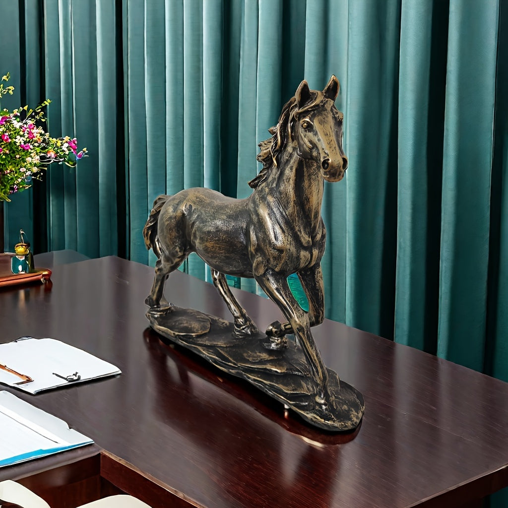 Elegant Resin Horse Figurine - Versatile Tabletop Decor For Home, Office, And Gifts