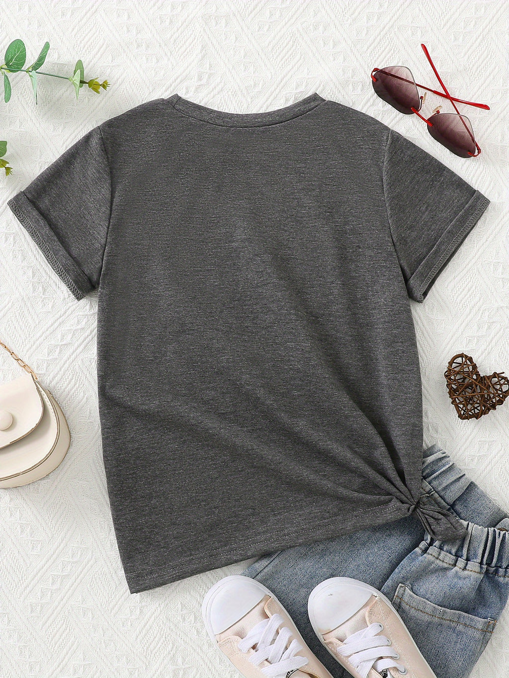 Girls Letter And Cow Head Graphic T-Shirt Casual Round Neck Tees Top Teen Kids Summer Clothes