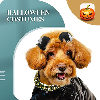 Dog Sunglasses for Small Dog Halloween, Modern Style, Gold, Black