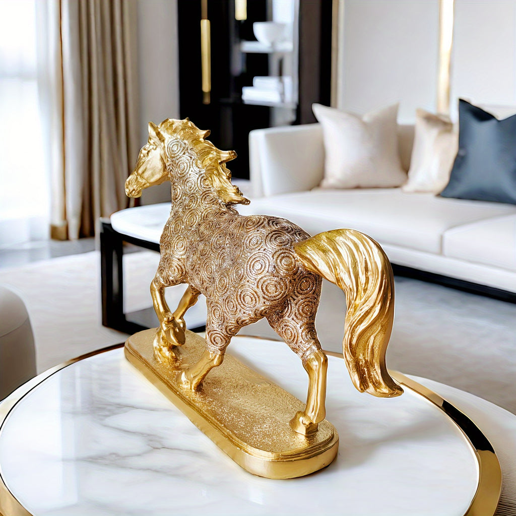 Elegant Zodiac Horse Statue - Resin Craft For Office, Living Room, Or Wine Cabinet Decor