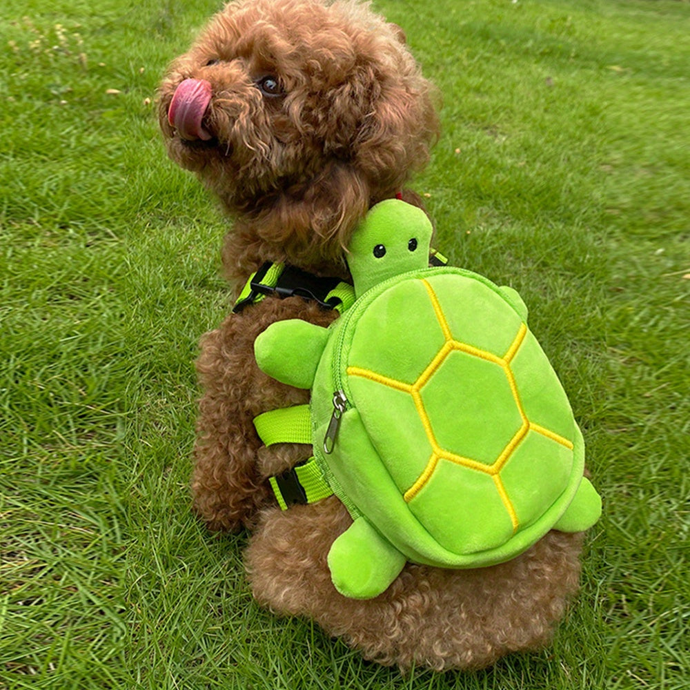 [Cute Dog Backpack Harness] No-Pull Dog Backpack Harness with D-Ring | Cute Turtles Shape Bag for Small Medium Dogs, Adjustable Pet Carrier Backpack for Traveling Camping Hiking, Self Carrier Backpack for Dogs to Wear
